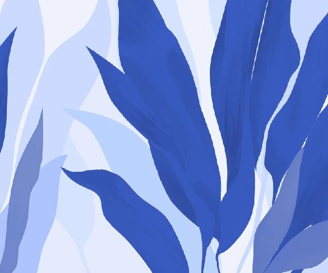 Papier peint panoramique étoffe florale bleu