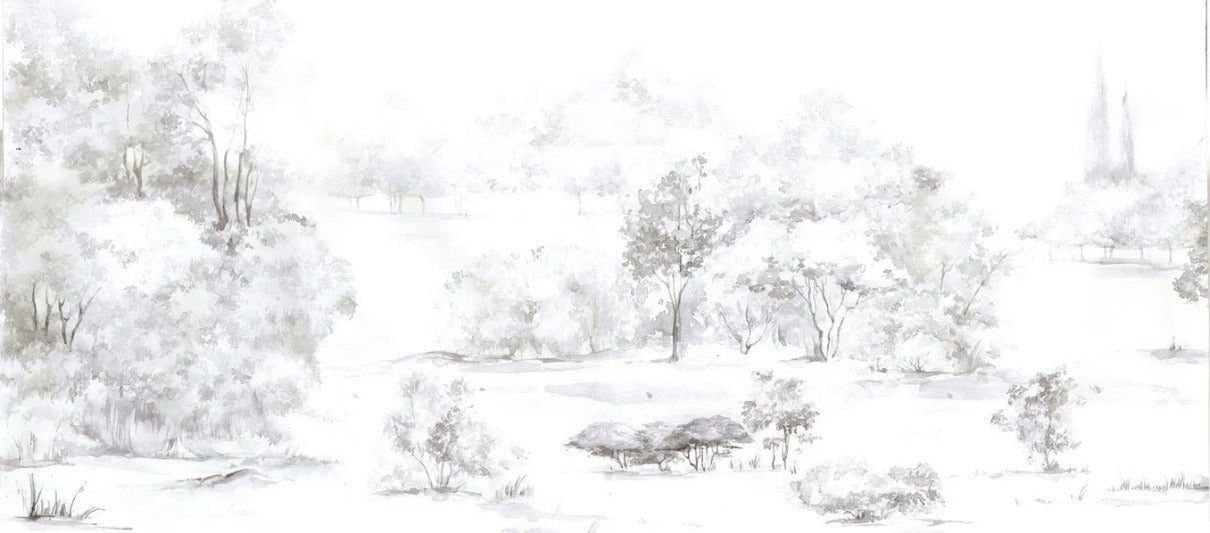 Papier peint forêt de pin aquarelle, XXL, tendance