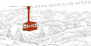 Papier peint La Plagne télécabine rouge