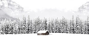 Papier peint panoramique chalet en montagne
