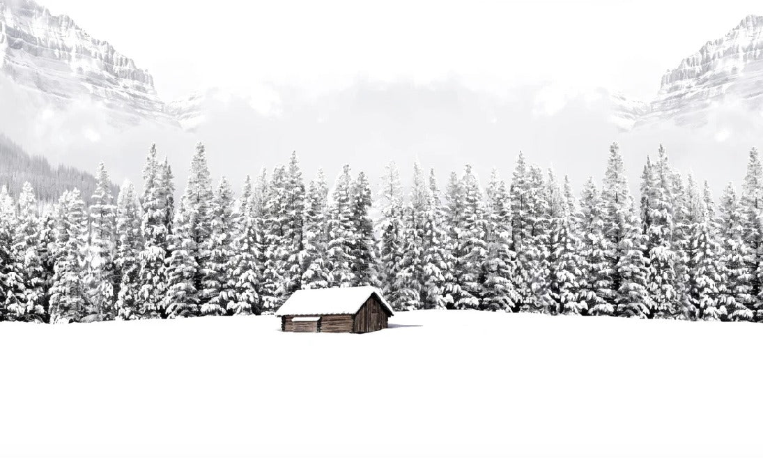 Papier peint panoramique chalet en montagne