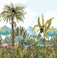 Papier peint panoramique jungle enfant