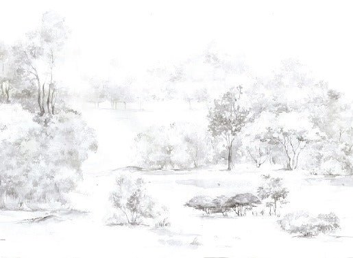 Papier peint forêt de pin aquarelle