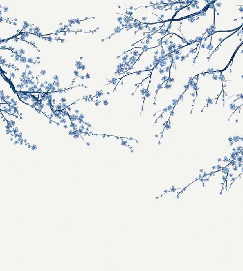 Papier peint panoramique fleur Sakura blanc