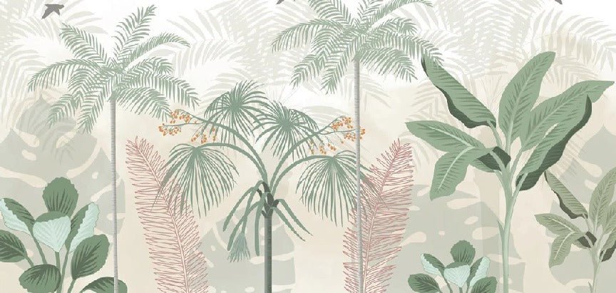 Papier peint panoramique jungle pastel