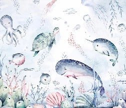 Papier peint baleines océan féérique