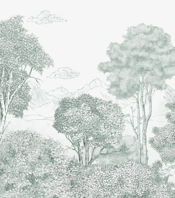 Papier peint panoramique Forêts et Monts vert, XXL, tendance