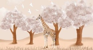 Papier peint chambre enfant Girafe dans la Savane