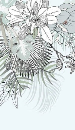 Papier peint wc tendance nature plante vert d'eau