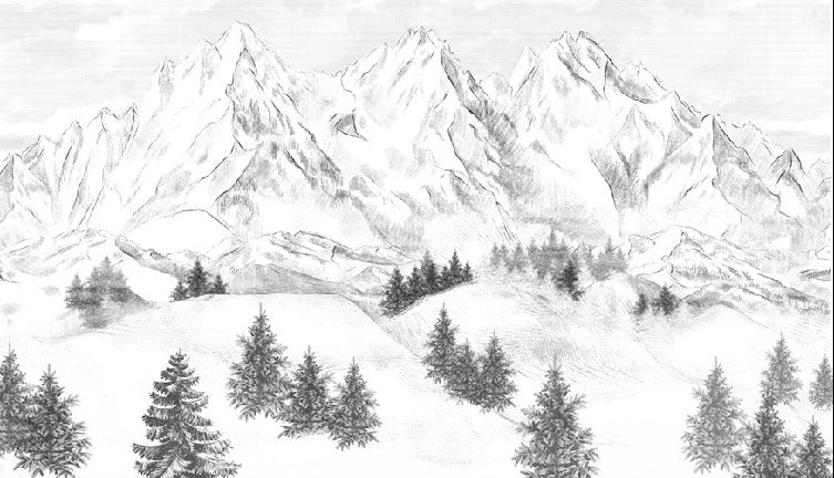 Papier peint montagne sommets de Chamonix, XXL, tendance