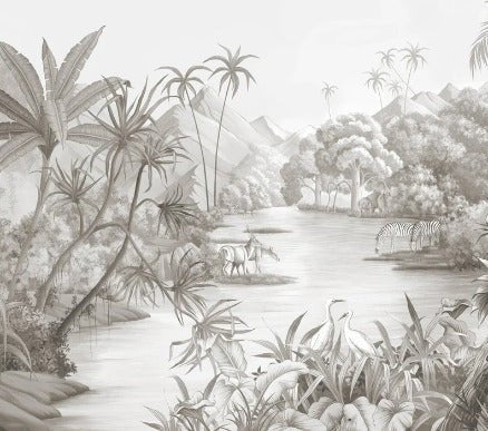 Papier peint panoramique jungle pittoresque, XXL, tendance