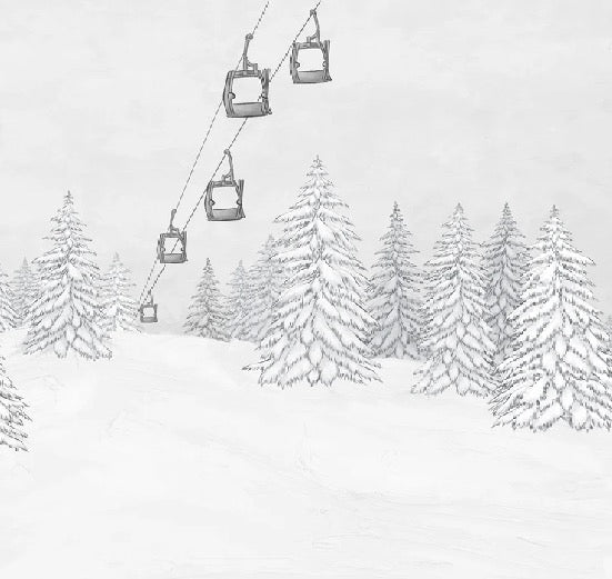 Papier peint montagne télécabine noir & blanc