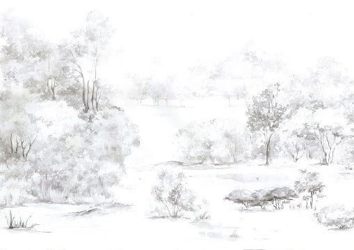 Papier peint forêt de pin aquarelle