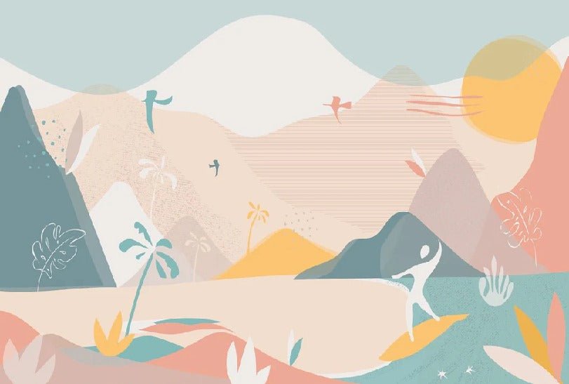 Papier peint panoramique art déco beach, XXL, tendance