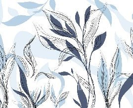 Papier peint fleur graphique bleu