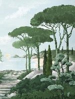 Papier peint balade dans les calanques vert