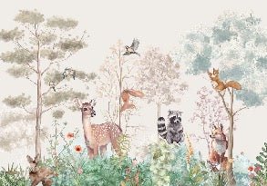Papier peint chambre enfant nature magique beige