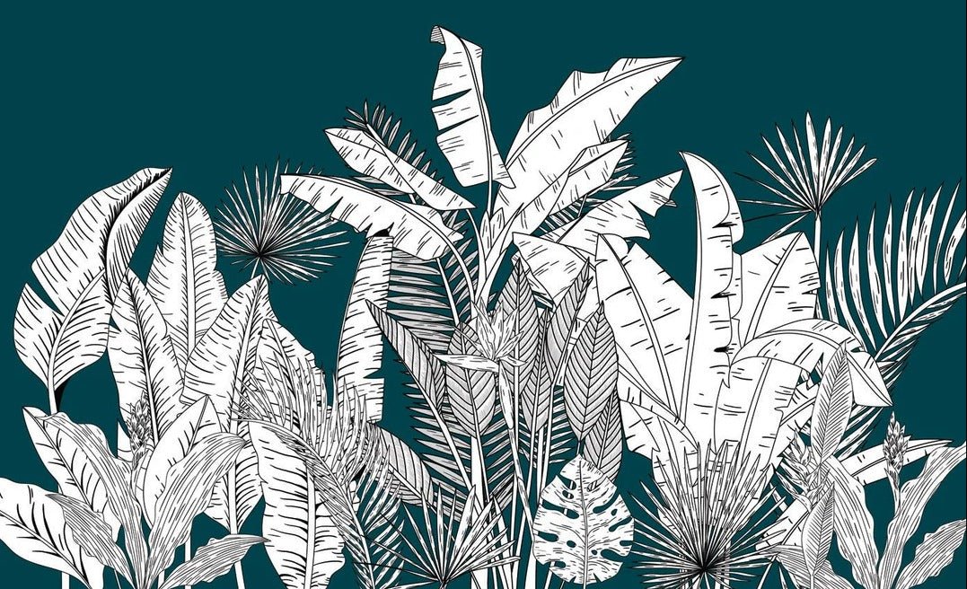 Papier peint panoramique botanic leaf vert