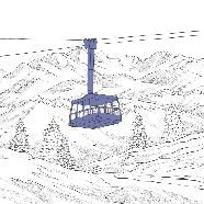 Papier peint La Plagne télécabine bleu