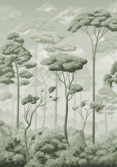 Papier peint panoramique pinède volupté vert