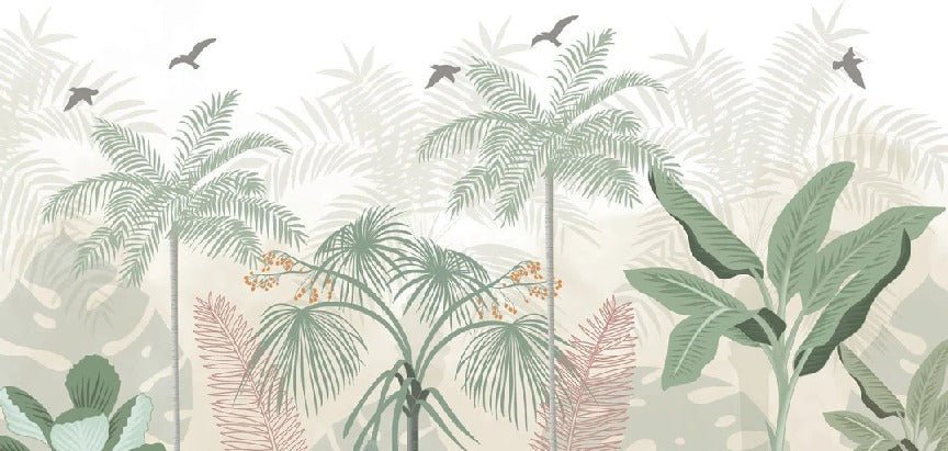 Papier peint panoramique jungle pastel
