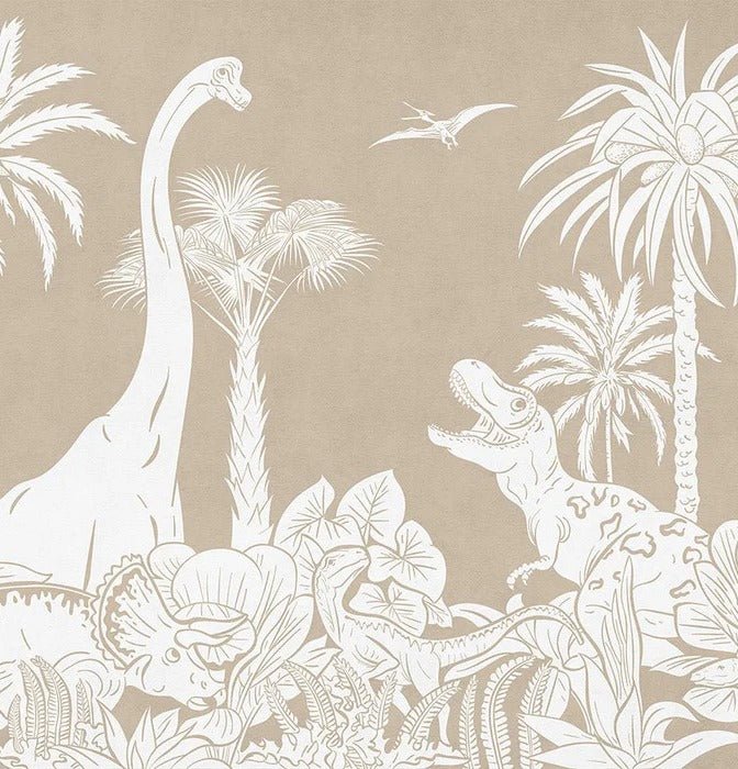 Papier peint dinos monochrome beige, XXL, tendance