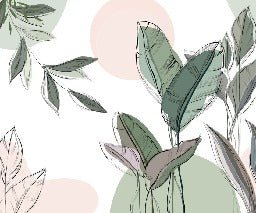 Papier peint panoramique végétal graphique vert, XXL, tendance