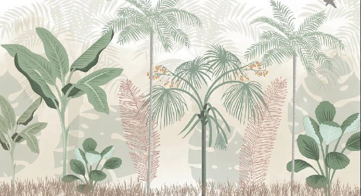 Papier peint panoramique jungle pastel