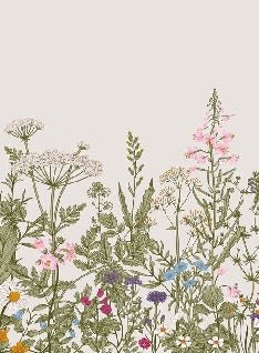 Papier peint fleur botanique folk romantique