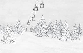 Papier peint montagne télécabine noir & blanc