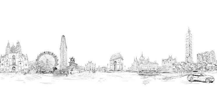 Papier peint noir et blanc monument du monde