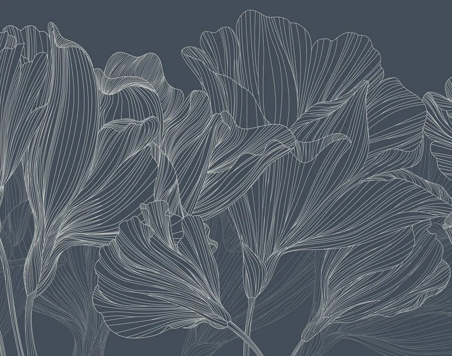 Papier peint panoramique valse des fleurs bleu