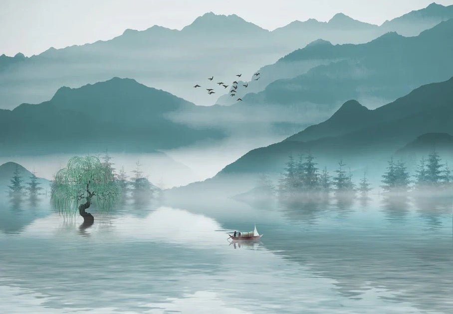 Papier peint entre montagne et lac, XXL, tendance