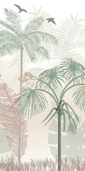 Papier peint panoramique jungle pastel