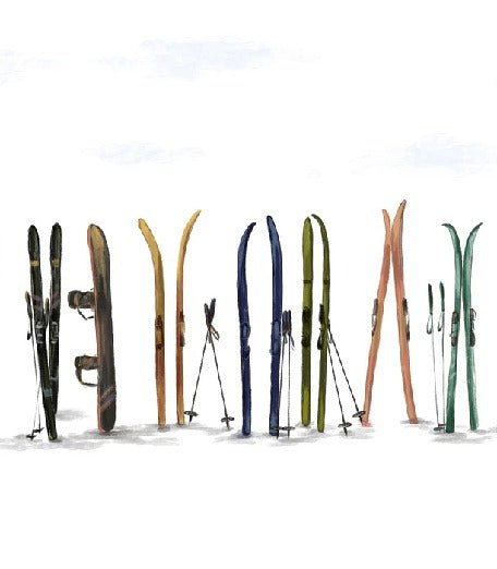 Papier peint panoramique skis colorés, XXL, tendance