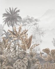 Papier peint wc tendance tropical sépia, XXL, tendance