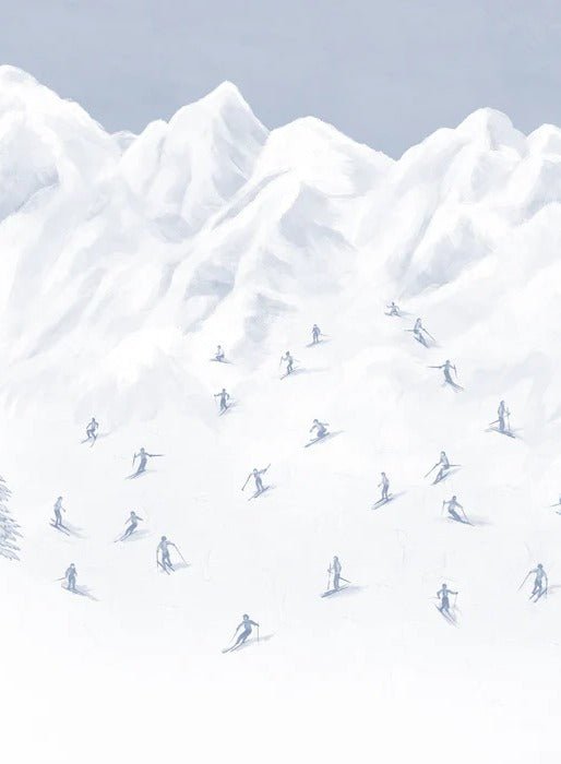 Papier peint montagne skieurs bleu