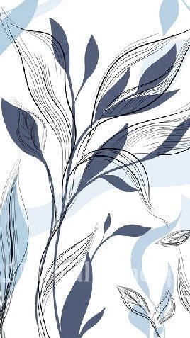 Papier peint fleur graphique bleu