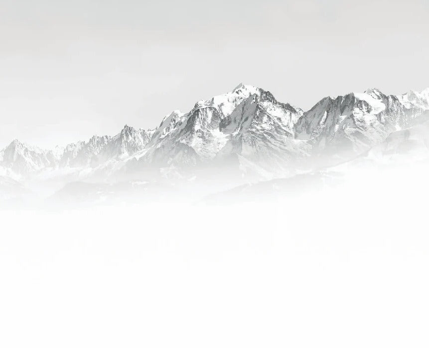 Papier peint Mont Blanc dans la brume noir et blanc