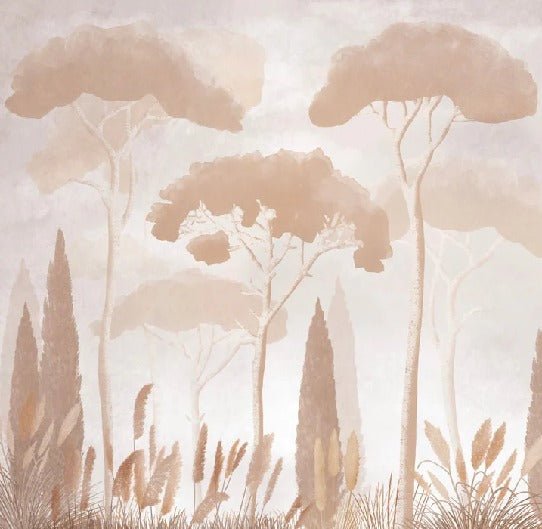 Papier peint sépia cyprès pins, XXL, tendance