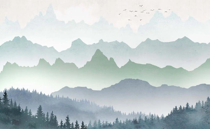 Papier peint brume matinale forêt, XXL, tendance