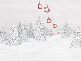 Papier peint montagne télécabine rouge