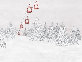 Papier peint montagne télécabine rouge