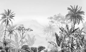 Papier peint tendance tropical noir et blanc