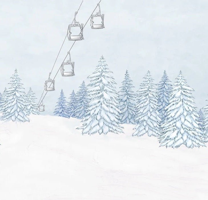 Papier peint montagnes télécabine bleu