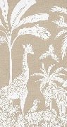 Papier peint enfant safari monochrome beige