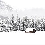 Papier peint panoramique chalet en montagne