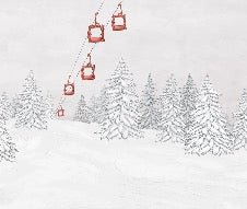 Papier peint montagne télécabine rouge