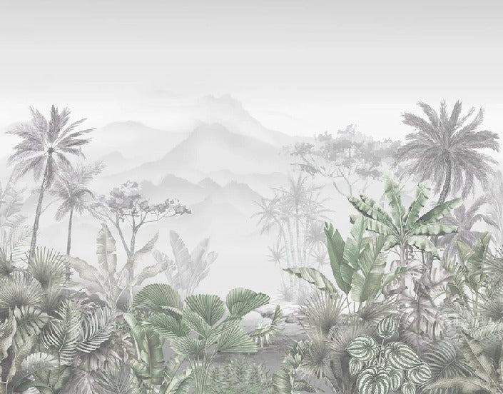 Papier peint tendance tropical vert