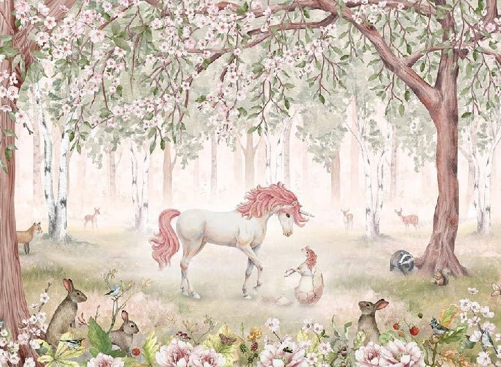 Papier peint licorne féerique fille